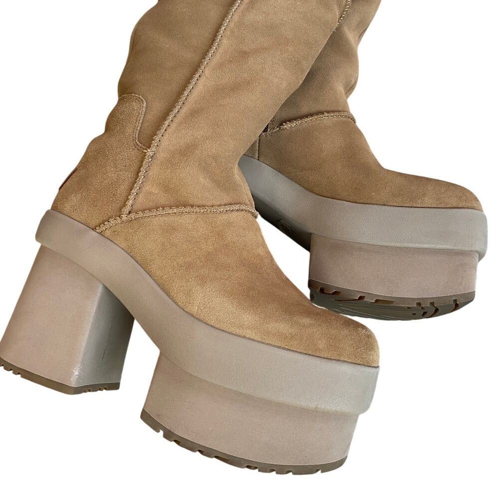 UGG New Heights Chestnut Brown Platform Xtra Boots Size 8 - Picture 7 of 12